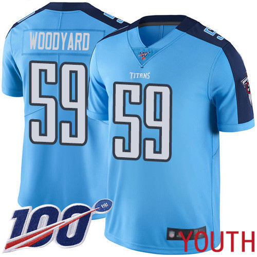 Tennessee Titans Limited Light Blue Youth Wesley Woodyard Jersey NFL Football #59 100th Season Rush Vapor Untouchable